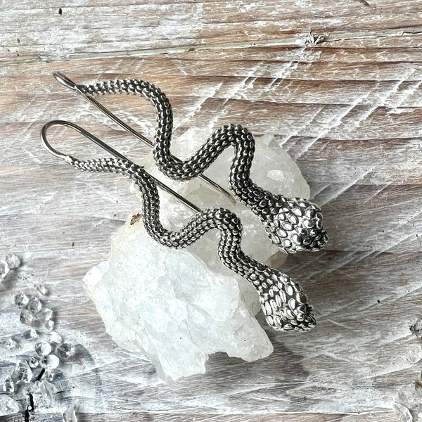 925 Sterling Silver Snake Earrings