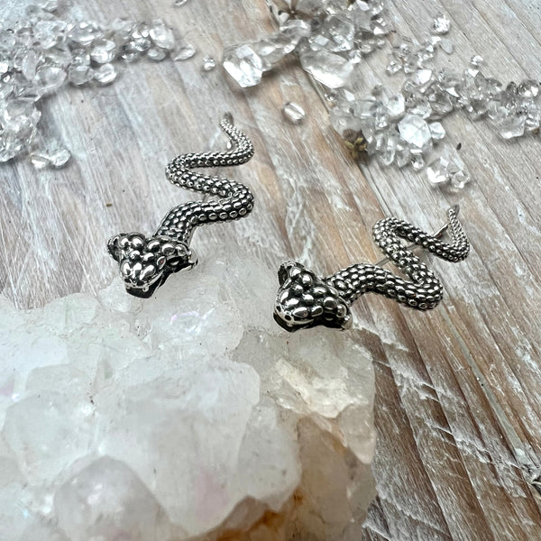 925 Sterling Silver Snake Earrings
