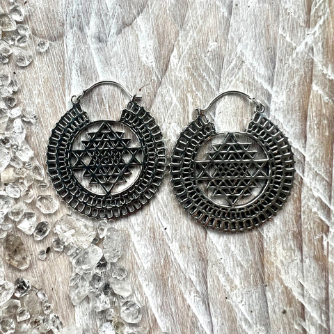 925 Sterling Silver Yantra Earrings