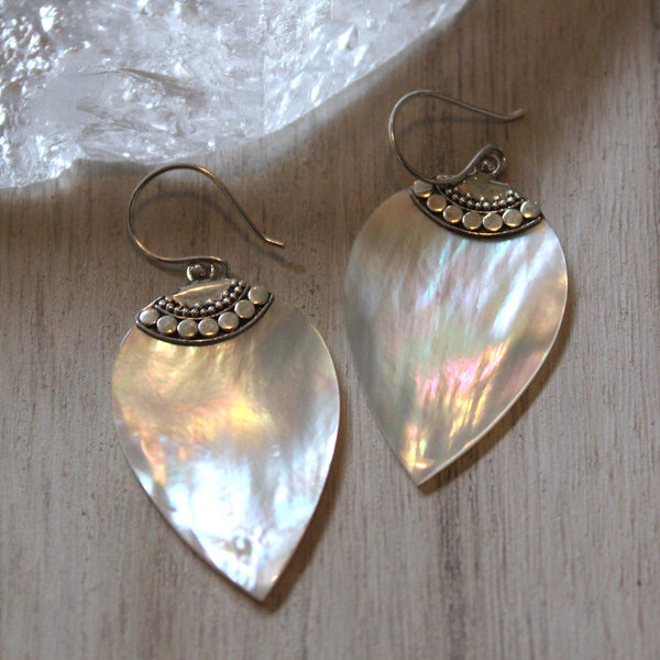 Mother of Pearl + 925 Silver Balinese Drop Earrings
