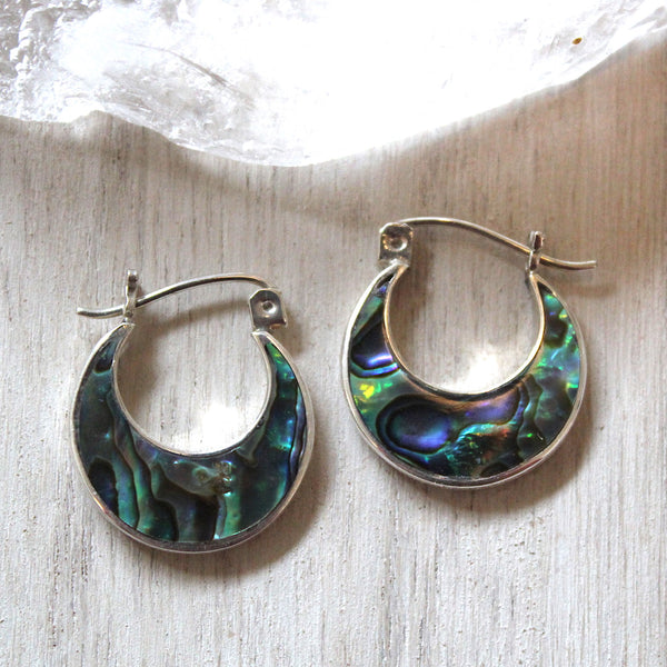 Little Abalone + Sterling Silver Hoops from Bali