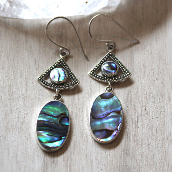 Abalone + 925 Sterling Silver Earrings