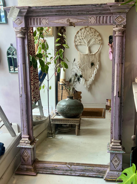 Vintage Indian Lilac Pillar Mirror