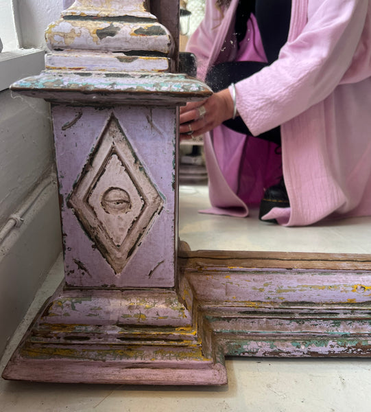 Vintage Indian Lilac Pillar Mirror