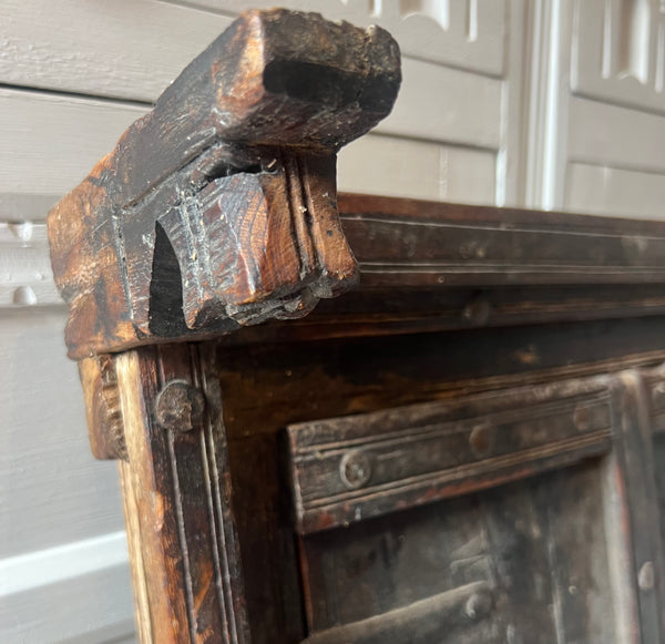 Vintage Indian Wooden Double Door Mirror