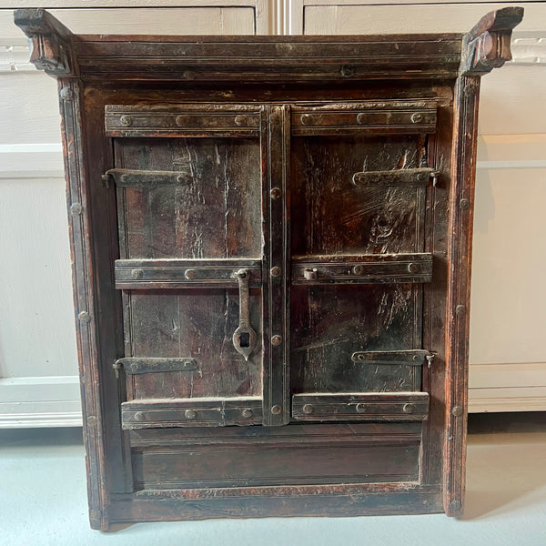 Vintage Indian Wooden Double Door Mirror