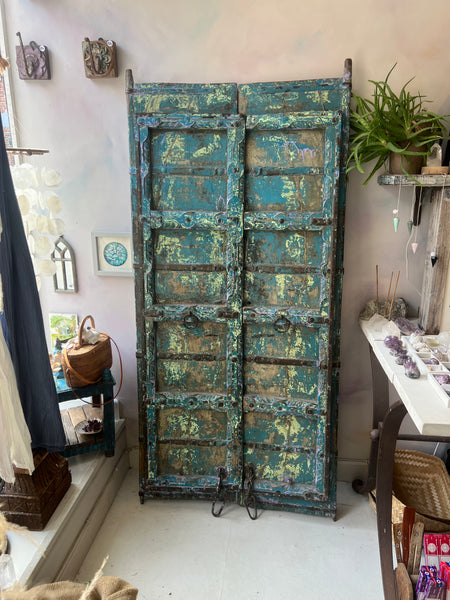 Vintage Indian Lilac & Teal Double Doors