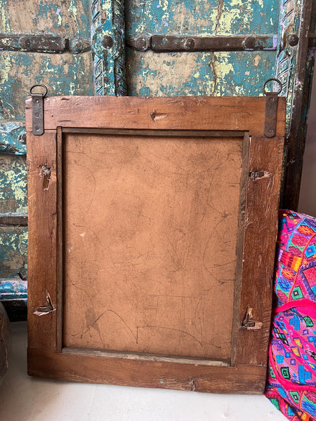 Vintage Indian Azure Blue Shutter Door Mirror