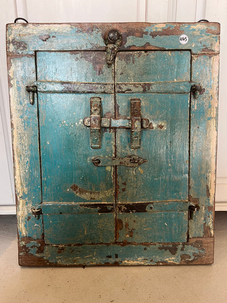 Vintage Indian Azure Blue Shutter Door Mirror