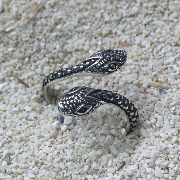 925 Silver Double Headed Snake Ring from Bali