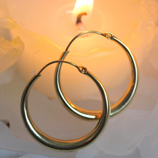 Small Simple Indian Brass Puff Hoops