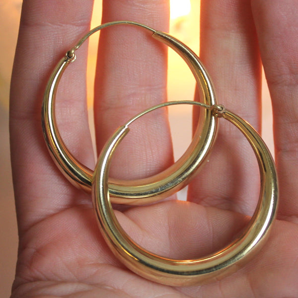 Medium Simple Indian Brass Puff Hoops