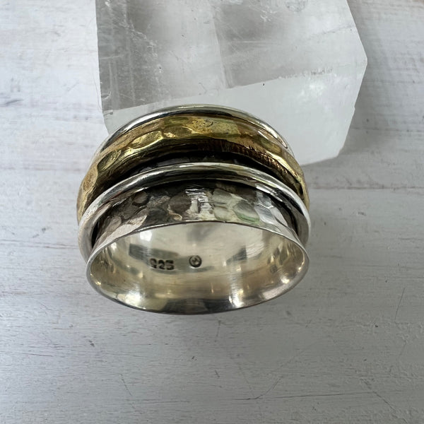 925 Sterling Silver & Brass Swizzle Ring