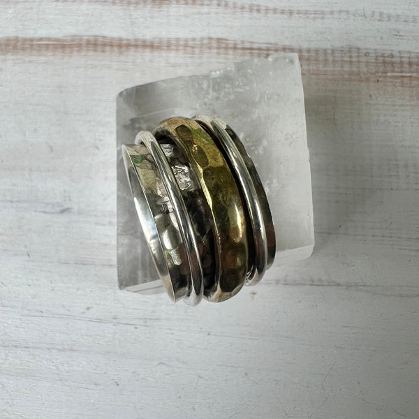 925 Sterling Silver & Brass Swizzle Ring