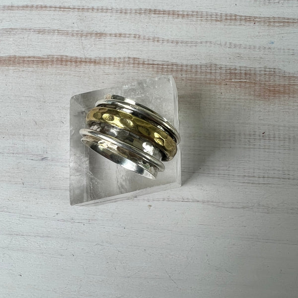 925 Sterling Silver & Brass Swizzle Ring