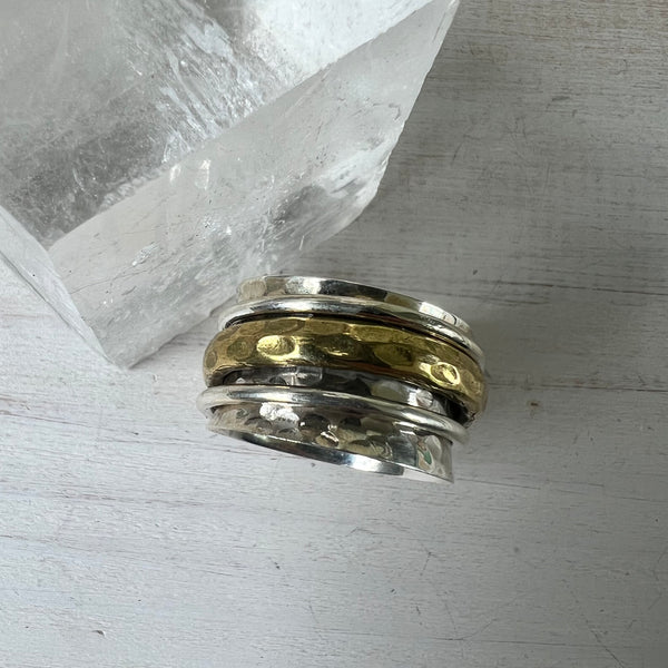 925 Sterling Silver & Brass Swizzle Ring