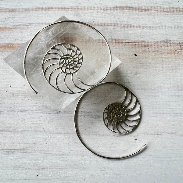 925 Sterling Small Silver Nautilus Spiral Earrings