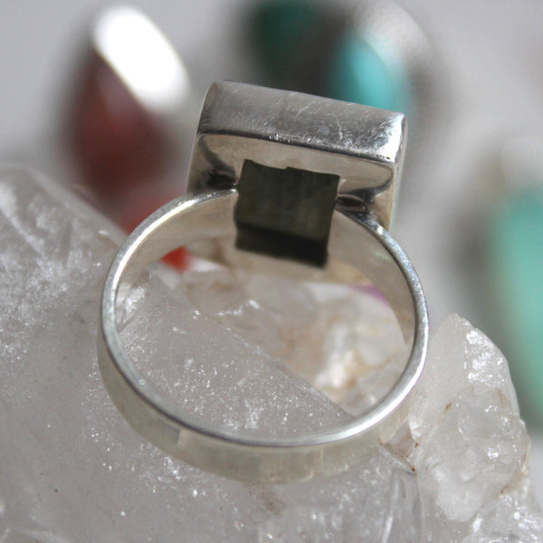 Labradorite + Sterling Silver Faceted Square Ring