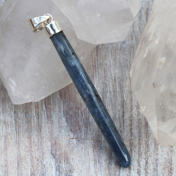 Blue Kyanite + 925 Silver Wand Pendant
