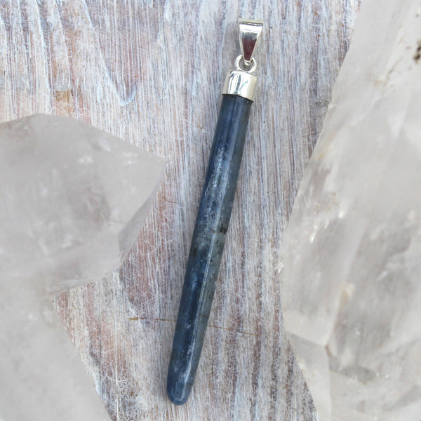Blue Kyanite + 925 Silver Wand Pendant