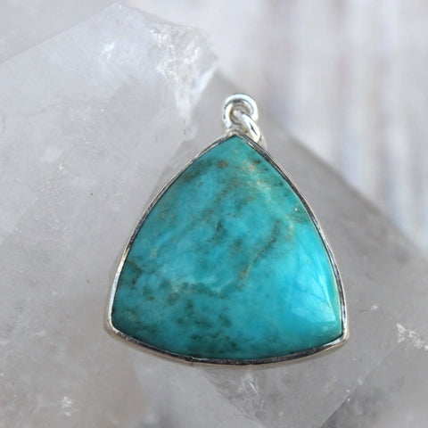 Arizona Turquoise + 925 Silver Triangle Pendant