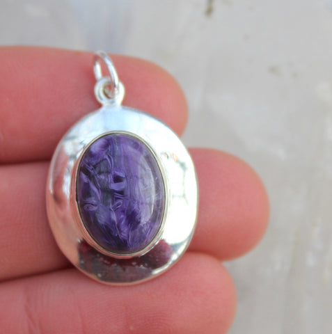 Charoite + 925 Silver Pendant