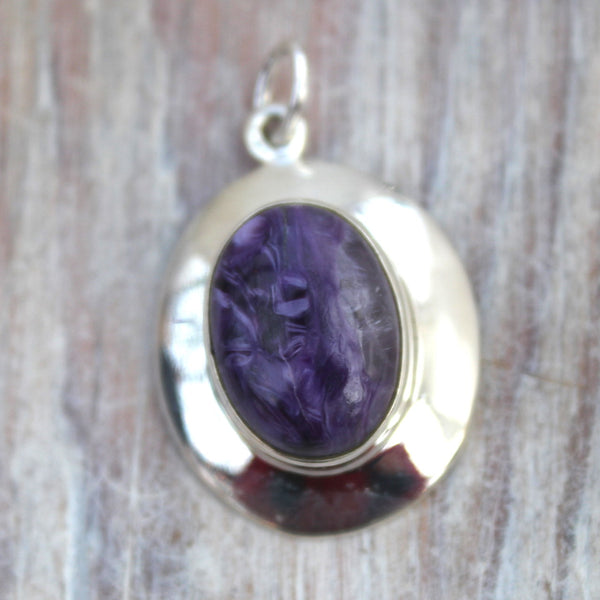 Charoite + 925 Silver Pendant