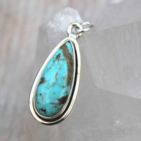 Turquoise + 925 Silver Drop Pendant