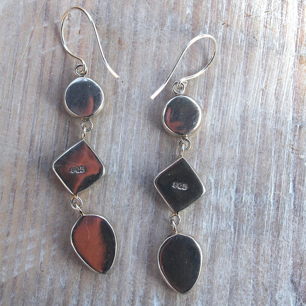Sterling Silver Abalone Shell Dangly Drop Earrings