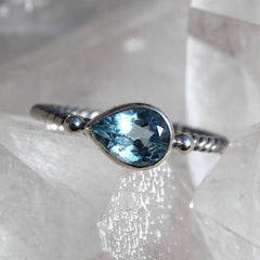 Sterling Silver Topaz Drop Twisted Ring