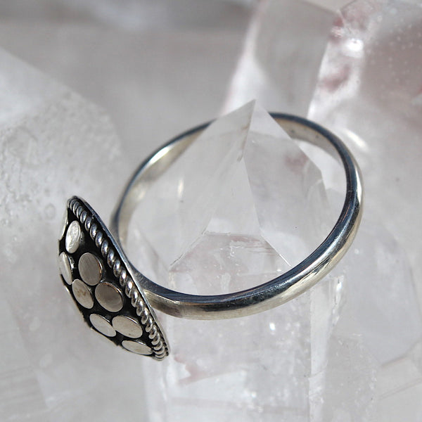 925 Sterling Silver Dotty Balinese Shield Ring