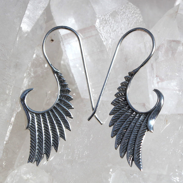 925 Sterling Silver Feather Wing Earrings
