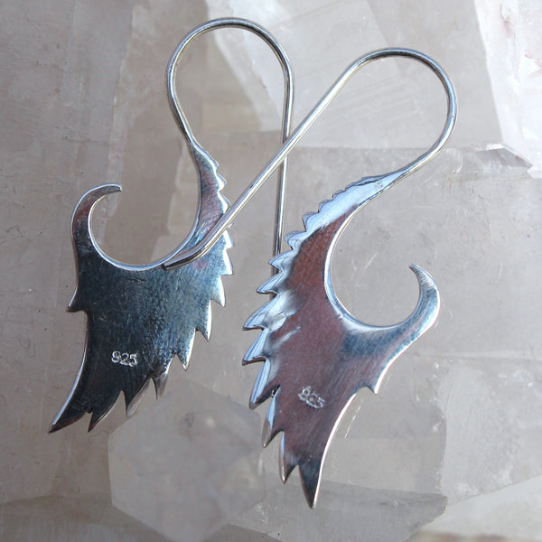 925 Sterling Silver Feather Wing Earrings
