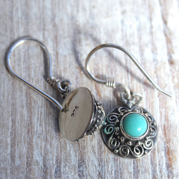 Sterling Silver + Turquoise Circle Earrings