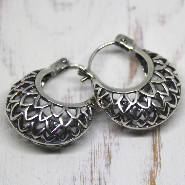 Mini Balinese Feather Puff Hoops