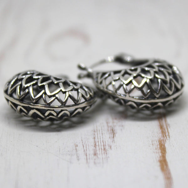 Mini Balinese Feather Puff Hoops