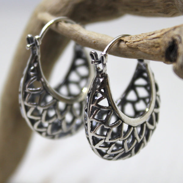Mini Balinese Feather Puff Hoops
