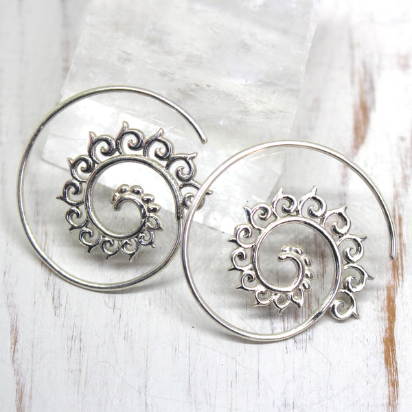 925 Silver 'Dhara' Spiral Earrings