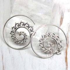 925 Silver 'Dhara' Spiral Earrings