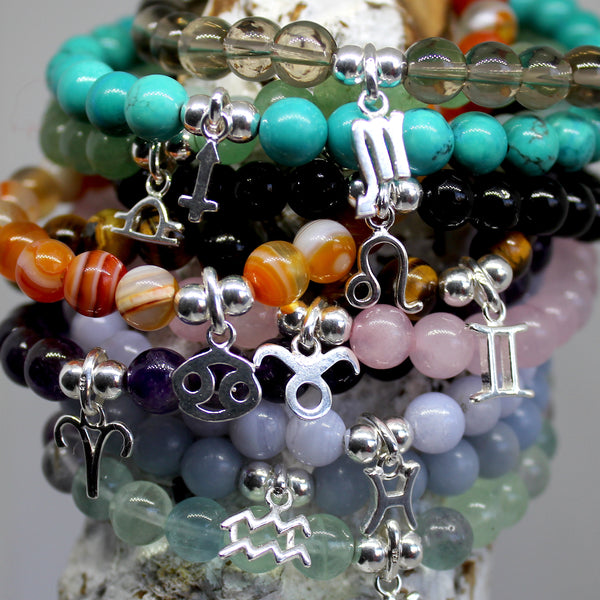 925 Silver and Semi Precious Stone Zodiac Bracelets