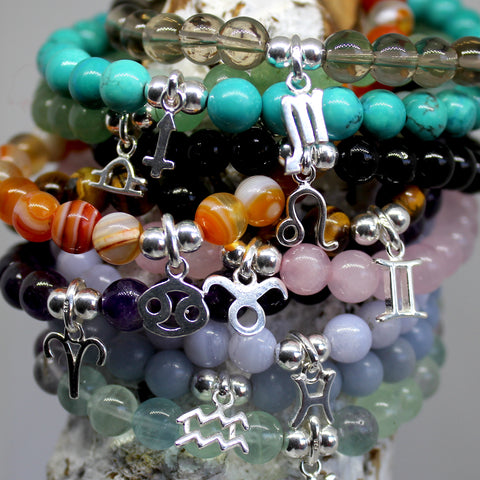 925 Silver and Semi Precious Stone Zodiac Bracelets