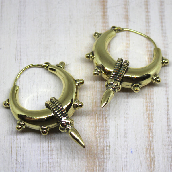 Handmade Brass Indian Spike Hoops