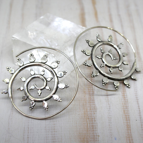925 Silver 'Kaivalya' Spiral Earrings