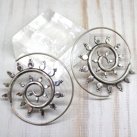 925 Silver 'Kaivalya' Spiral Earrings