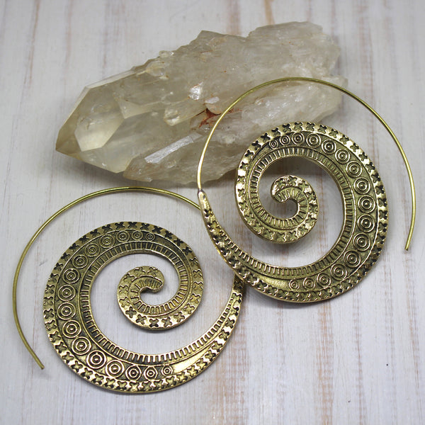 Handmade Brass 'Aarohi' Spiral Earrings