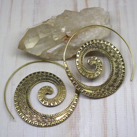 Handmade Brass 'Aarohi' Spiral Earrings