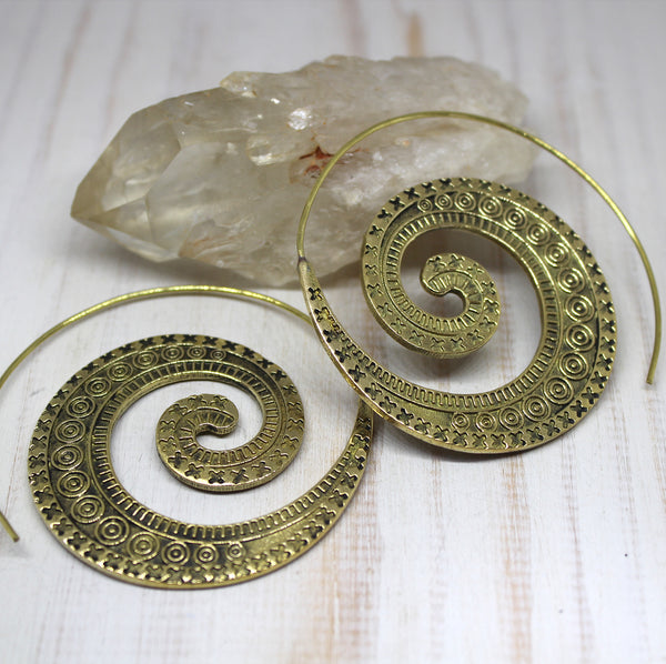 Handmade Brass 'Aarohi' Spiral Earrings