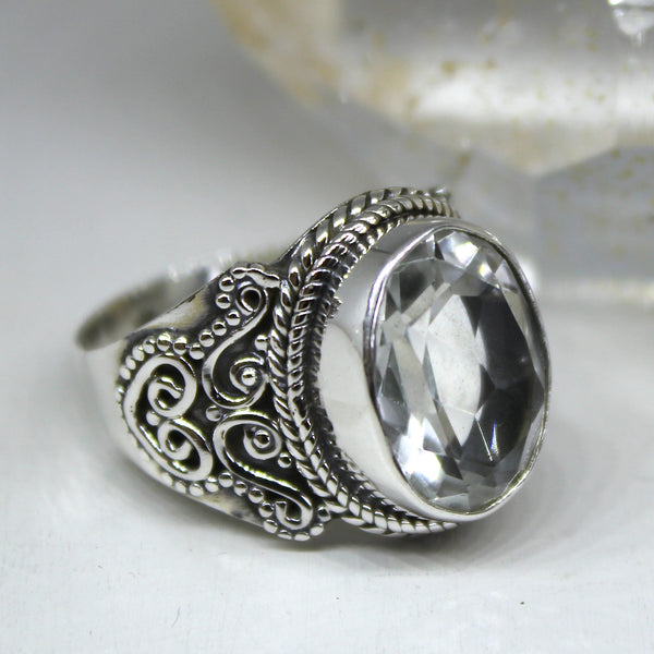 925 Silver and Crystal Quartz Ring