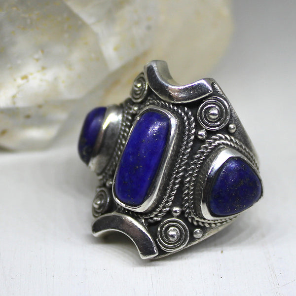 Handmade Lapis Lazuli and 925 Silver Ring