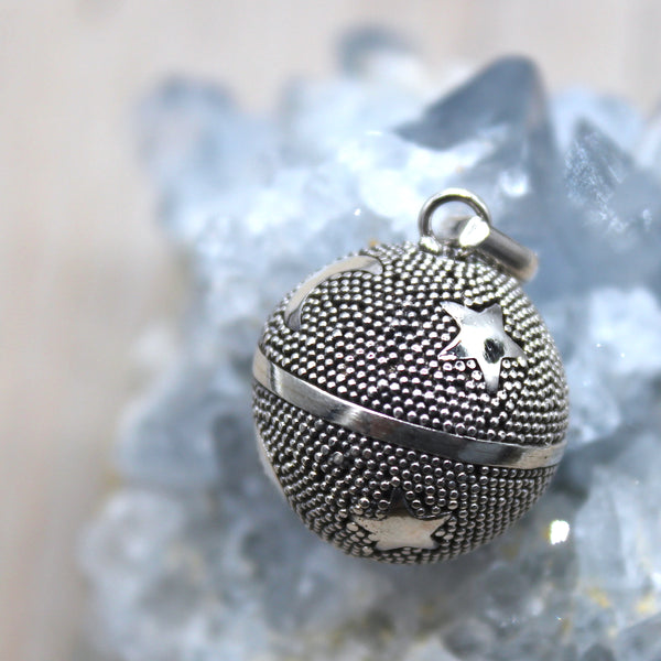 Moons + Stars Sterling Silver Harmony Ball pendant